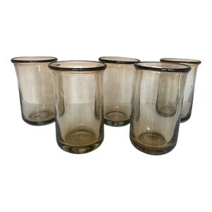 Set of 5 Amber Glass Tumblers or Candle Hurricanes